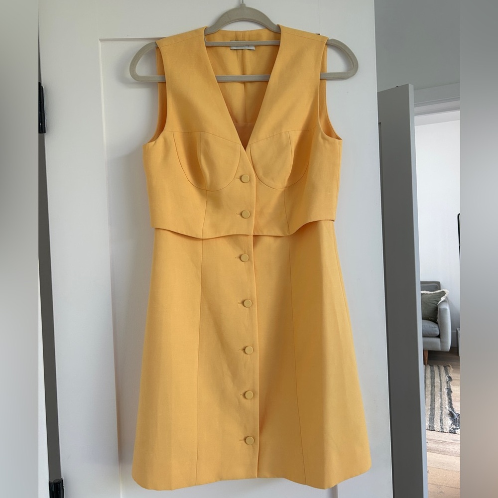 Sandro Butter Yellow Buttoned Mini Dress - Picture 2 of 7